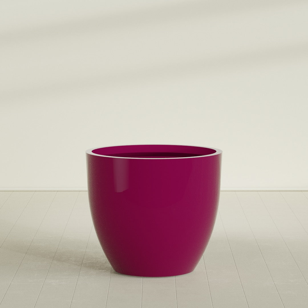 Wannsee Extra Large Round Fiberglass Planter - 50 in x 50 in x 44 in - Gloss Eggplant - Gloss Eggplant,50 in x 50 in x 44 in