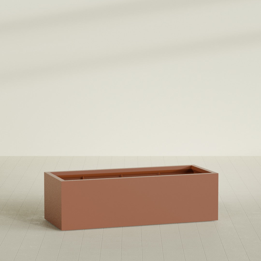 Torino Extra Large Wide Rectangle Fiberglass Planter - 60 in x 24 in x 18 in - Matte Terracotta - Matte Terracotta,60 in x 24 in x 18 in