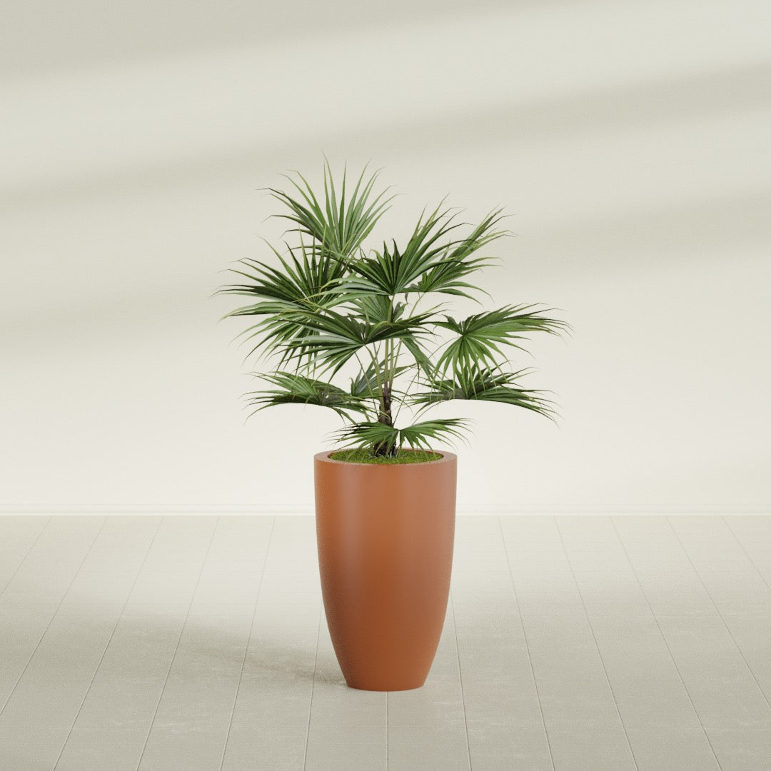 Brannan Medium Round Fiberglass Planter - 18 in x 18 in x 29 in - Matte Terracotta - Matte Terracotta,18 in x 18 in x 29 in