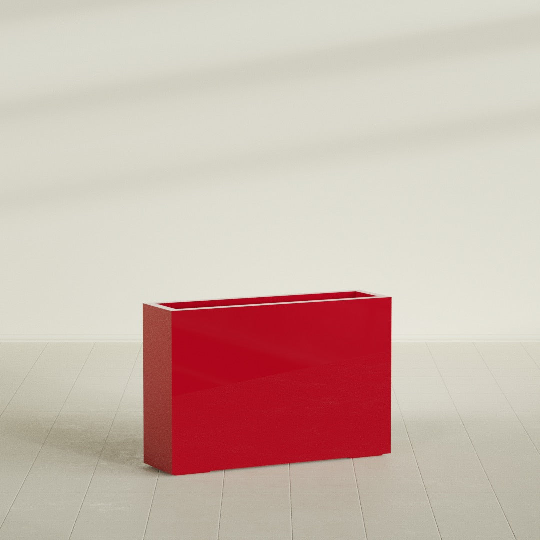 Milano Large Narrow Rectangle Fiberglass Planter - 36 in x 10 in x 24 in - Gloss Red - Gloss Red,36 in x 10 in x 24 in