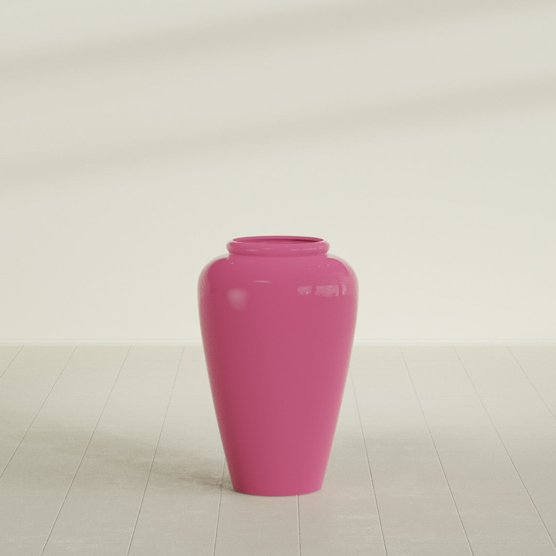 Bara Jar Large Round Fiberglass Planter - 20 in x 20 in x 31 in - Gloss Pink Violet - Gloss Pink Violet,20 in x 20 in x 32 in