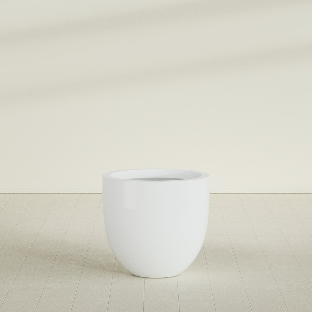 Alzira Large Round Fiberglass Planter - 30 in x 30 in x 28 in - Matte White - Matte White,30 in x 30 in x 28 in