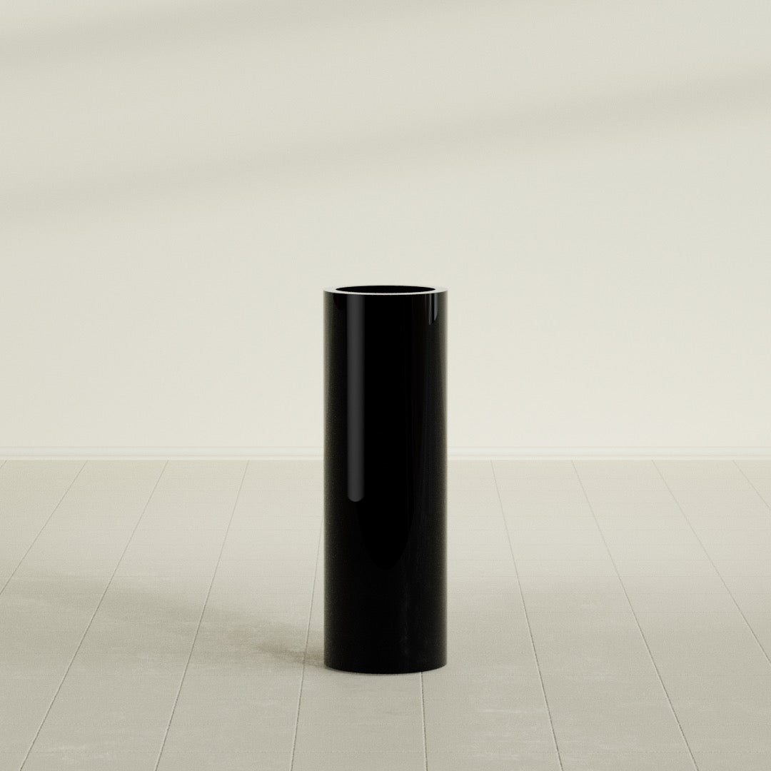 Corry Large Tall Cylinder Fiberglass Planter - 10 in x 10 in x 30 in - Gloss Black - Gloss Black,10 in x 10 in x 30 in
