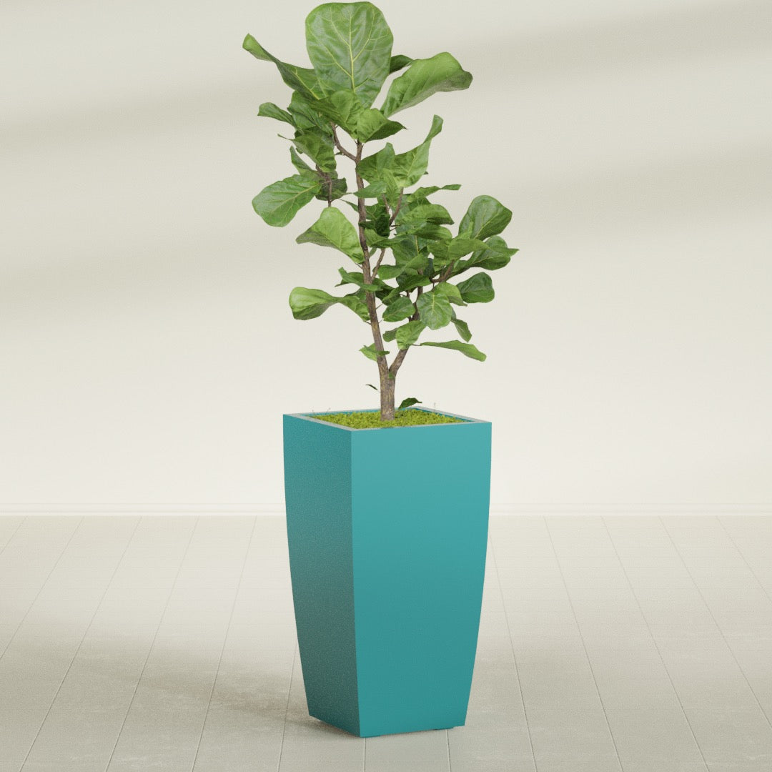 Toulan Large Tall Tapered Square Fiberglass Planter - 18 in x 18 in x 36 in - Satin Sea Foam - Satin Sea Foam,18 in x 18 in x 36 in