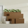 Miami Small Rectangle Fiberglass Planter - 12 in x 12 in x 18 in - Metallic Bronze - Metallic Bronze,12 in x 12 in x 18 in