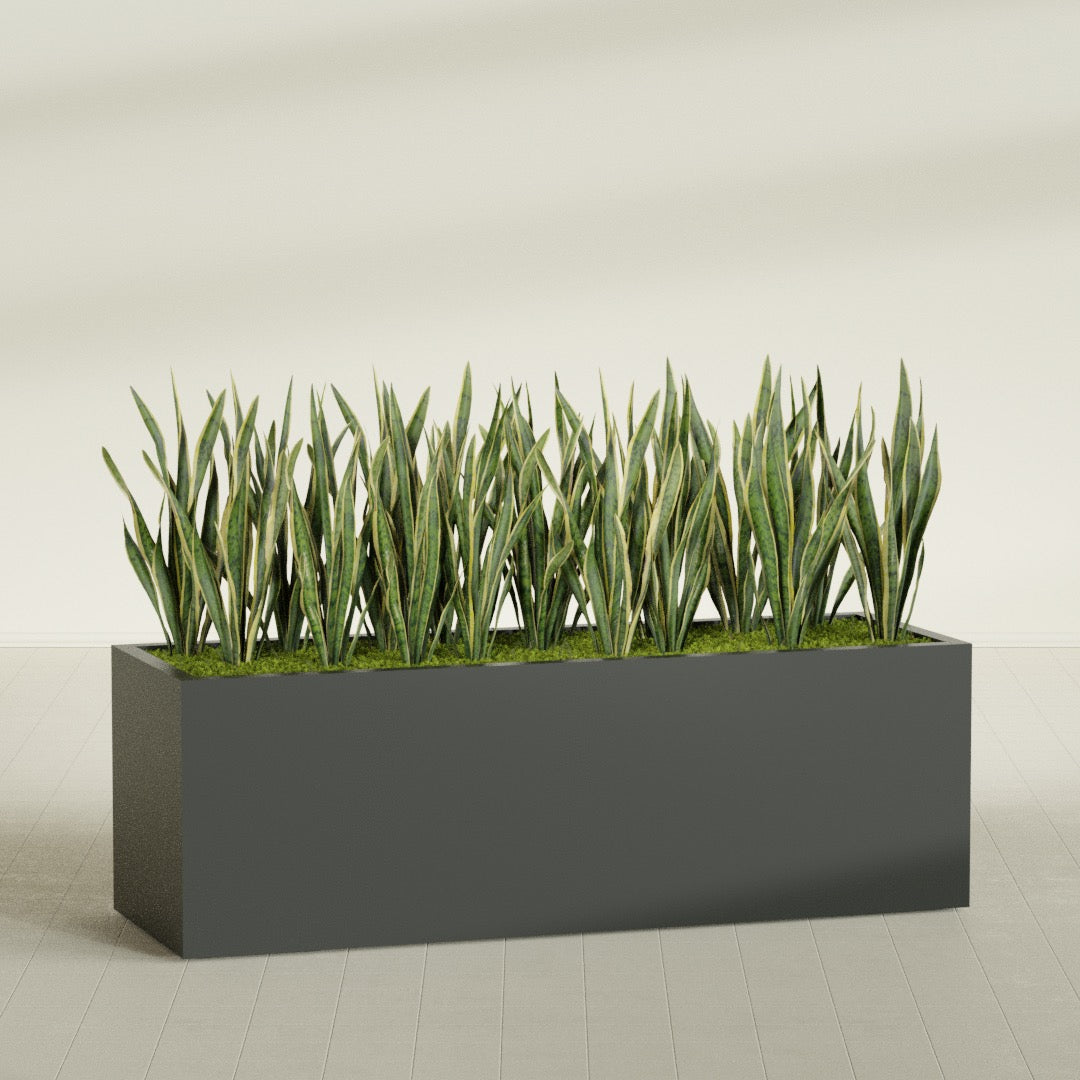 Granada Extra Large Long Rectangle Fiberglass Planter - 72 in x 24 in x 24 in - Matte Charcoal - Matte Charcoal,72 in x 24 in x 24 in