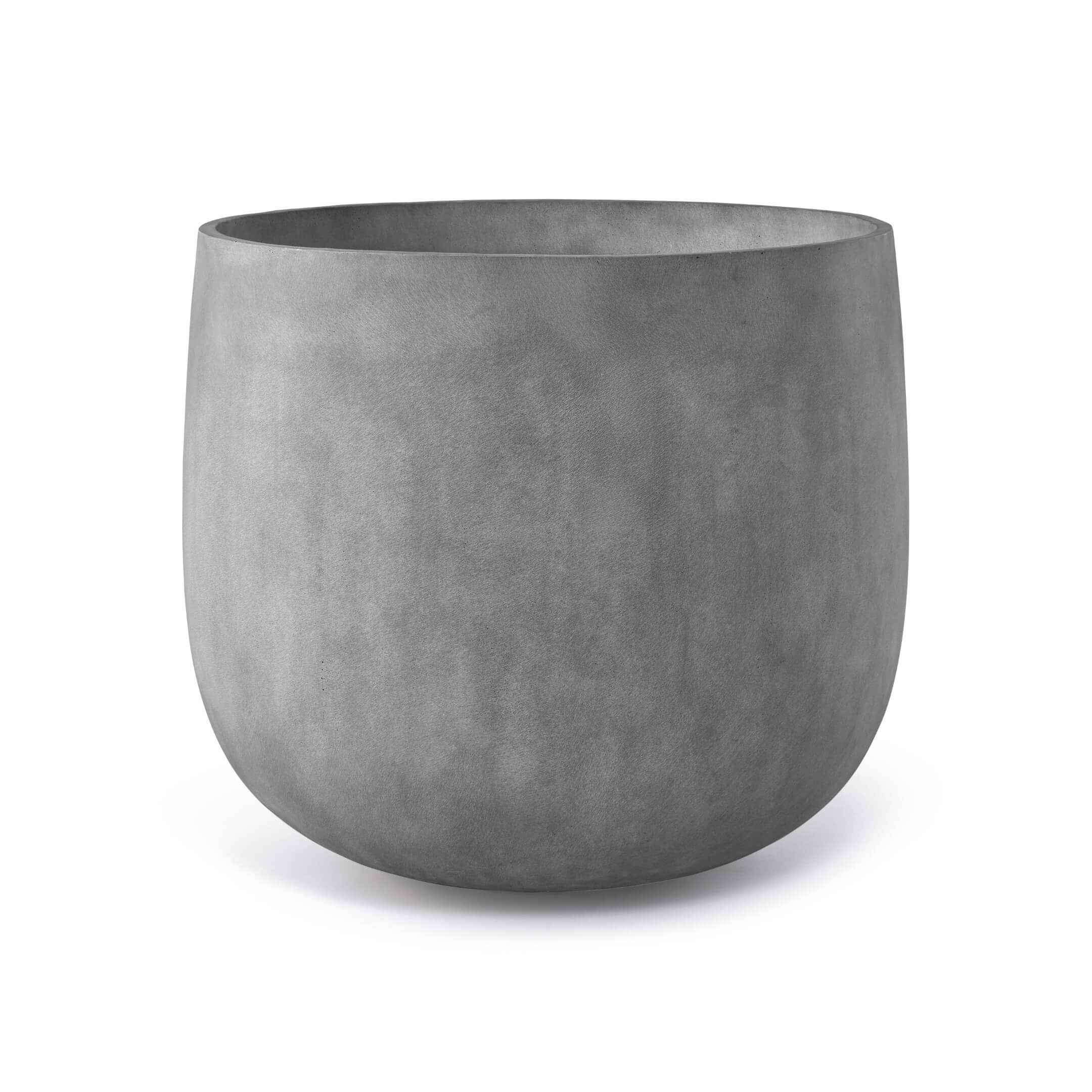 Mondo Large Planter – Concrete Stone Finish – Fiberglass Indoor/Outdoor and Weather-Resistant Round Planter (26" D x 24.6" H Exterior, 24.6" D x 24" H Interior) - Concrete Stone,26 in x 26 in x 24 in