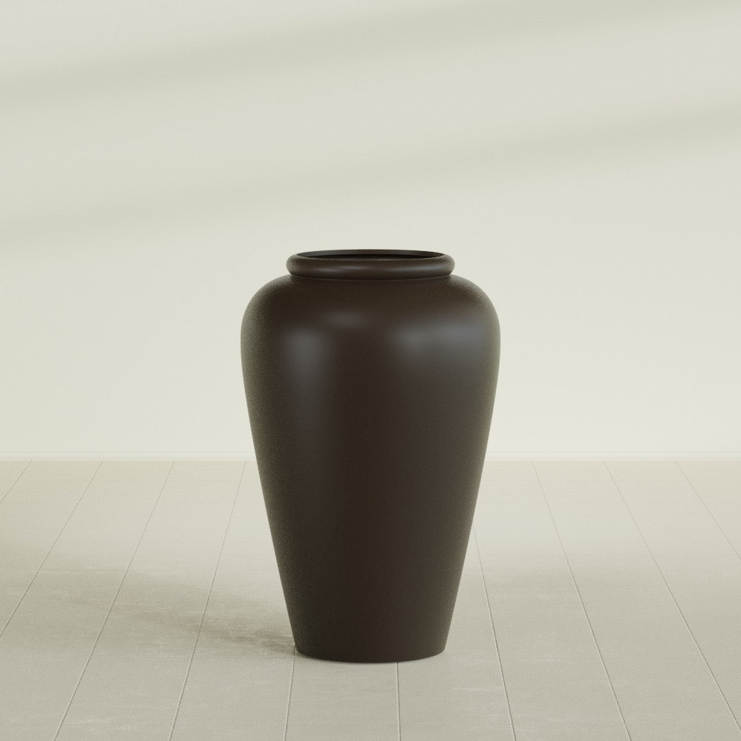 Bara Jar Large Round Fiberglass Planter - 24 in x 24 in x 37 in - Matte Brown - Matte Brown,24 in x 24 in x 37 in