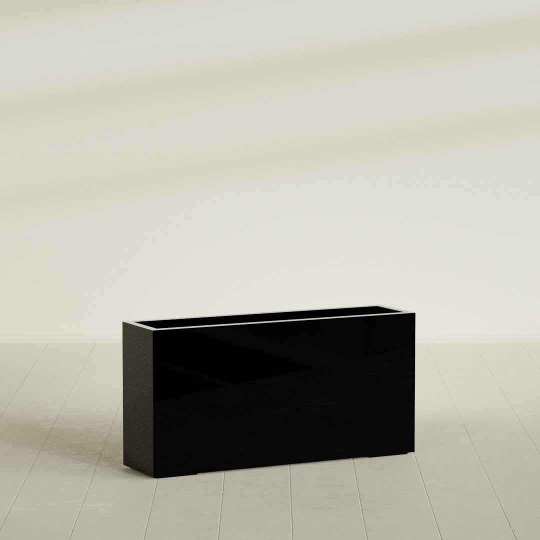 Hollywood Extra Large Narrow Rectangle Fiberglass Planter - 48 in x 12 in x 24 in - Gloss Black - Gloss Black,48 in x 12 in x 24 in