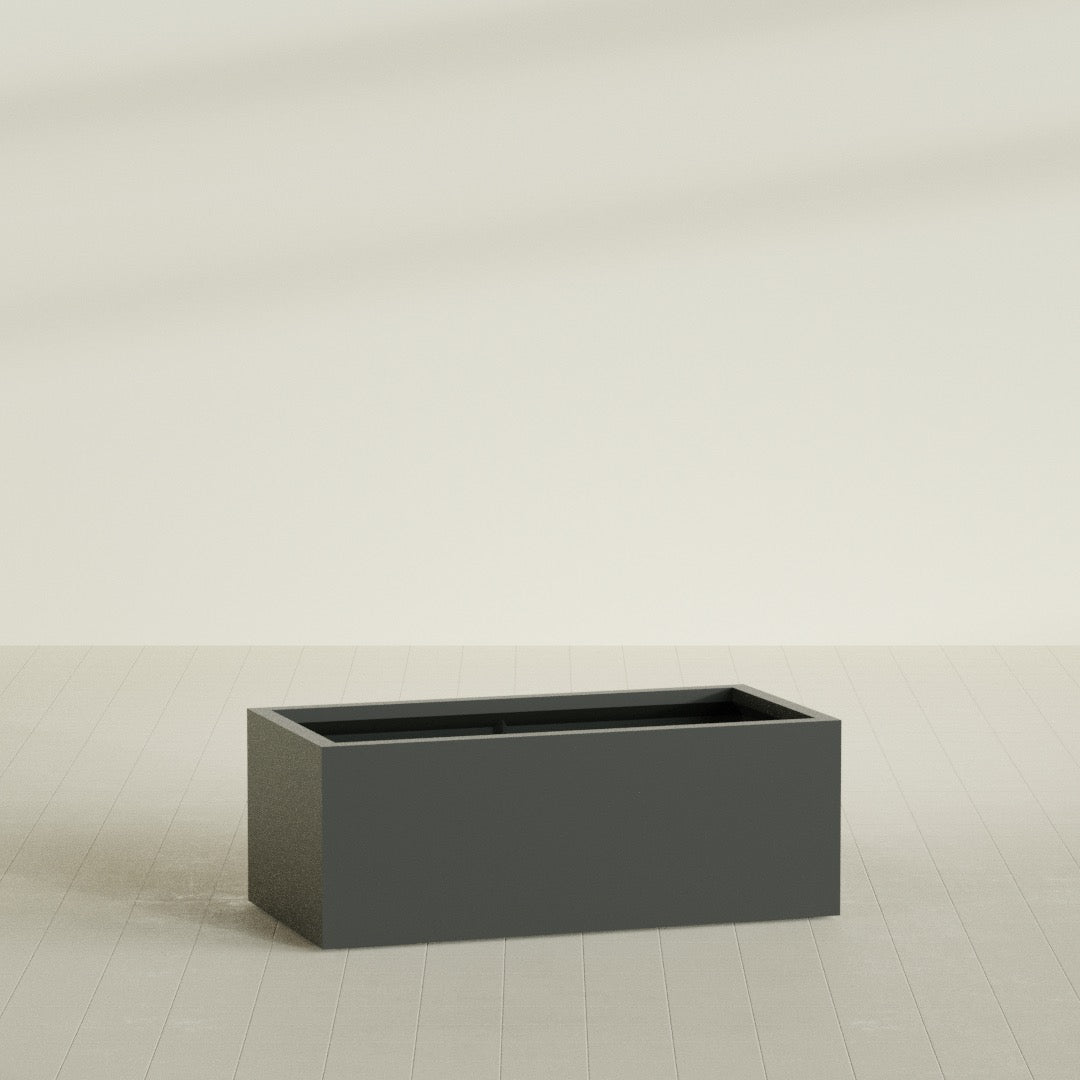 Torino Extra Large Wide Rectangle Fiberglass Planter - 48 in x 24 in x 18 in - Matte Charcoal - Matte Charcoal,48 in x 24 in x 18 in
