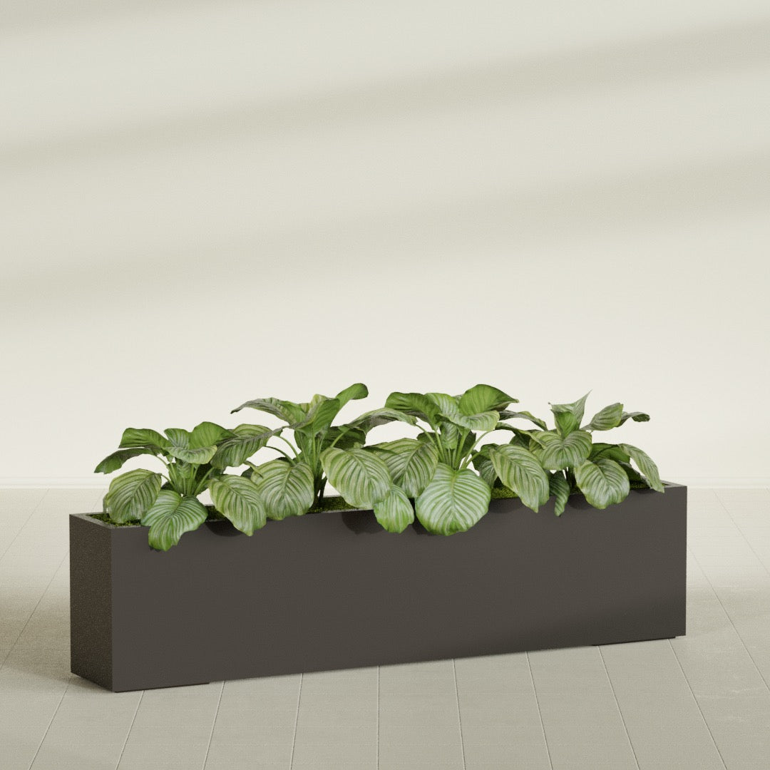 Miami Extra Large Narrow Rectangle Fiberglass Planter - 72 in x 12 in x 18 in - Matte Brown - Matte Brown,72 in x 12 in x 18 in