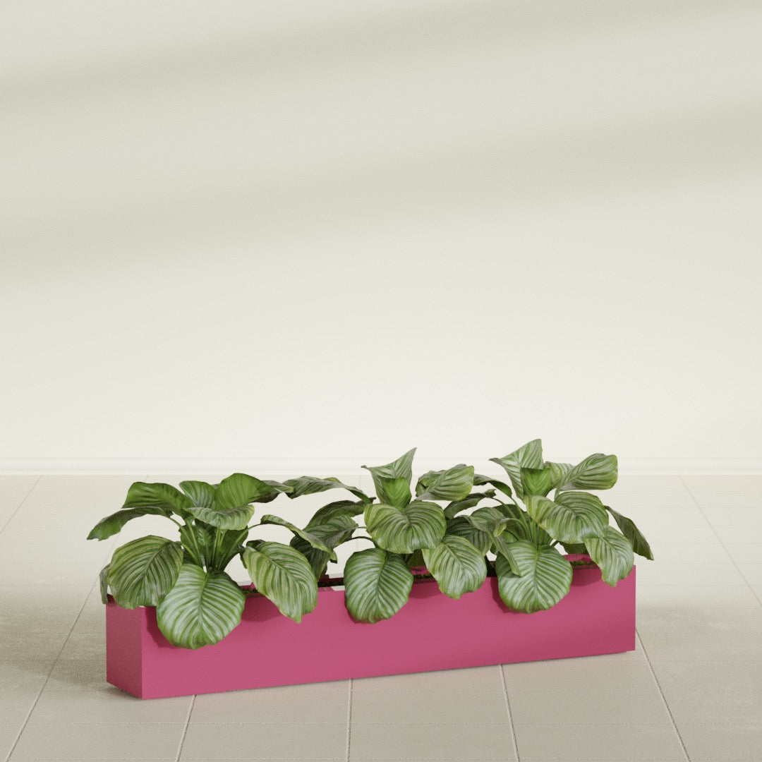 Salon Large Tall Rectangle Fiberglass Planter - 48 in x 8 in x 8 in - Gloss Pink Violet - Gloss Pink Violet,48 in x 8 in x 8 in