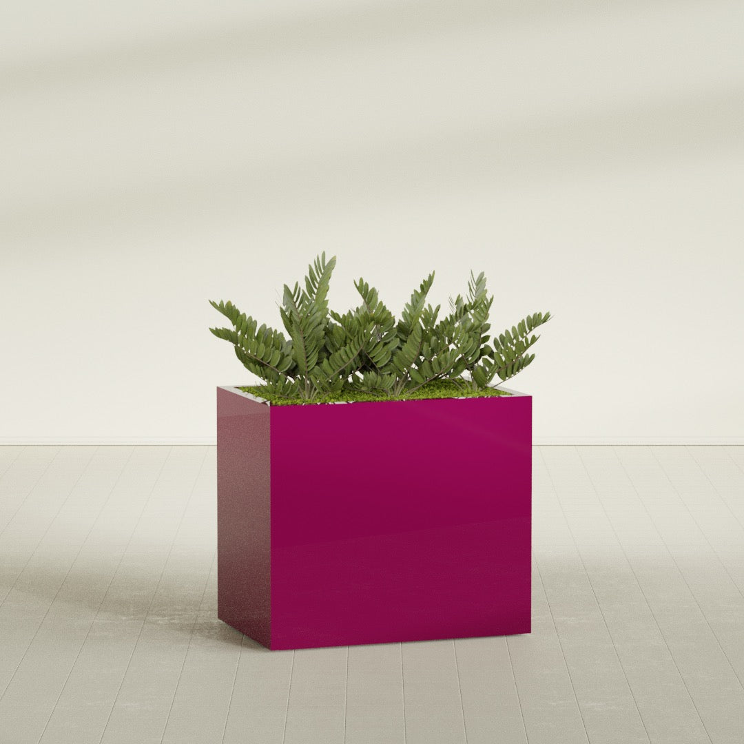 Brisbane Large Rectangle Fiberglass Planter - 36 in x 24 in x 32 in - Gloss Eggplant - Gloss Eggplant,36 in x 24 in x 32 in