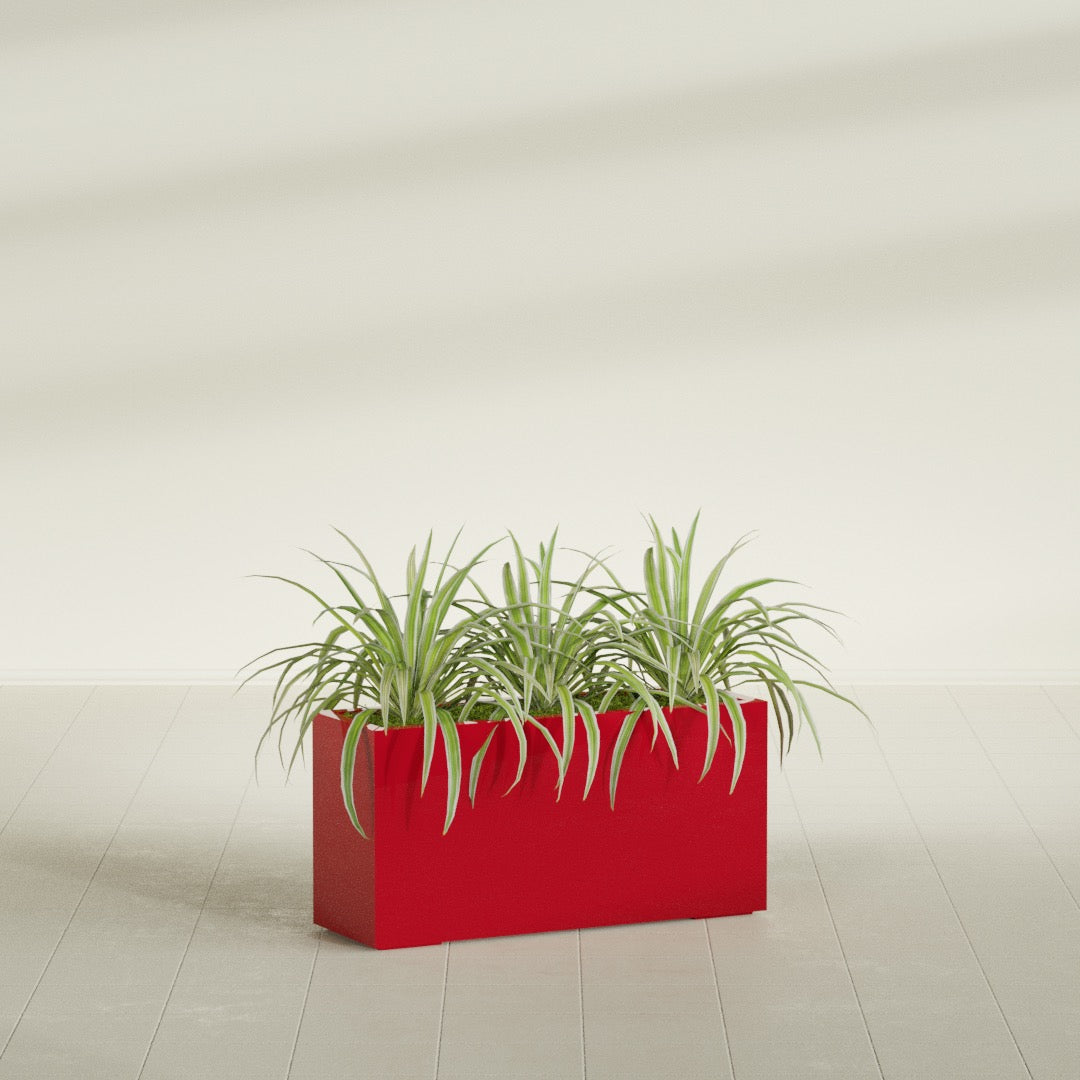 Hollywood Large Narrow Rectangle Fiberglass Planter - 36 in x 12 in x 24 in - Gloss Red - Gloss Red,36 in x 12 in x 24 in