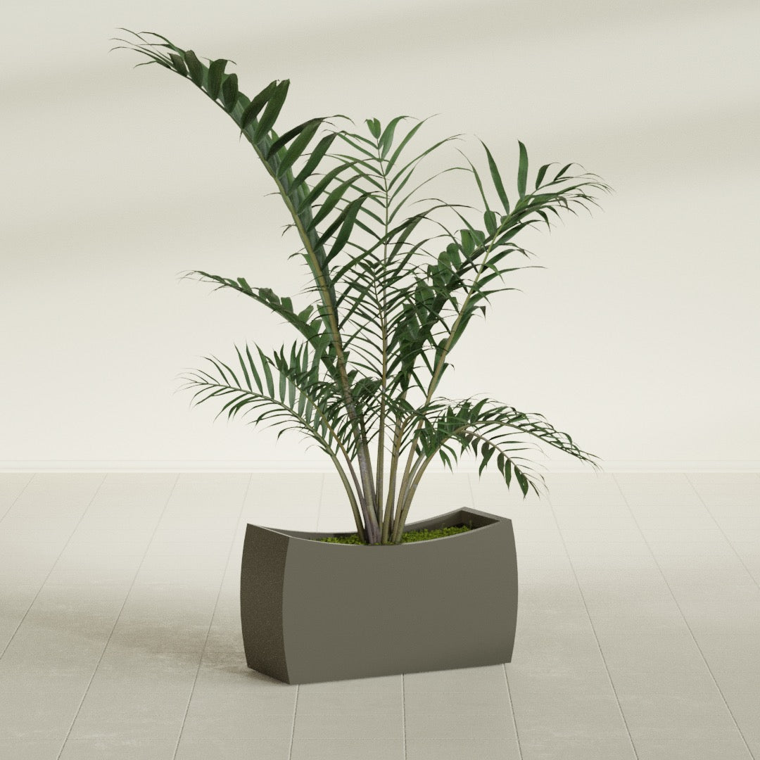 Seoul Large Curved Abstract Fiberglass Planter - 32 in x 12 in x 18 in - Matte Bronze - Matte Bronze,32 in x 12 in x 18 in