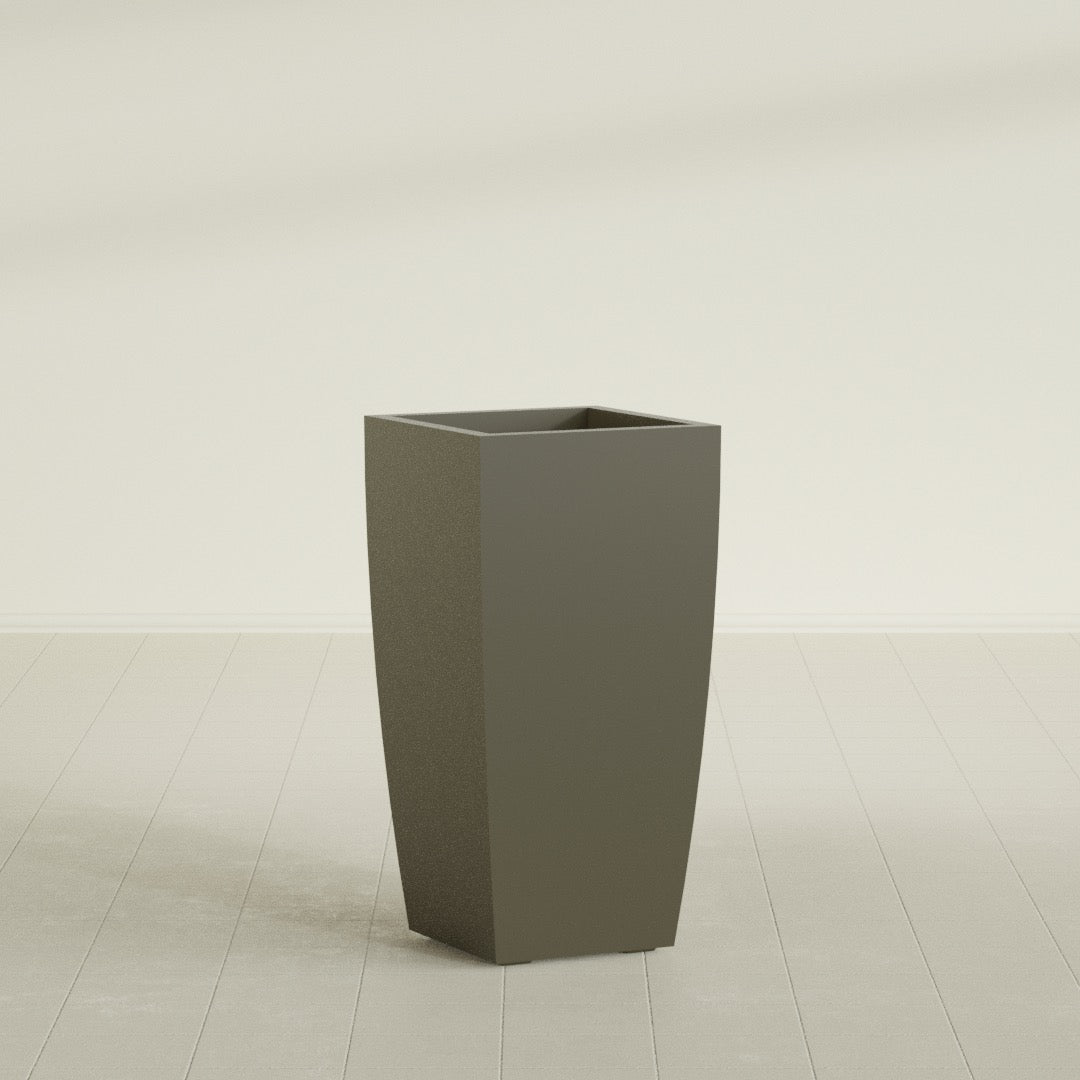 Toulan Large Tall Tapered Square Fiberglass Planter - 18 in x 18 in x 36 in - Matte Bronze - Matte Bronze,18 in x 18 in x 36 in