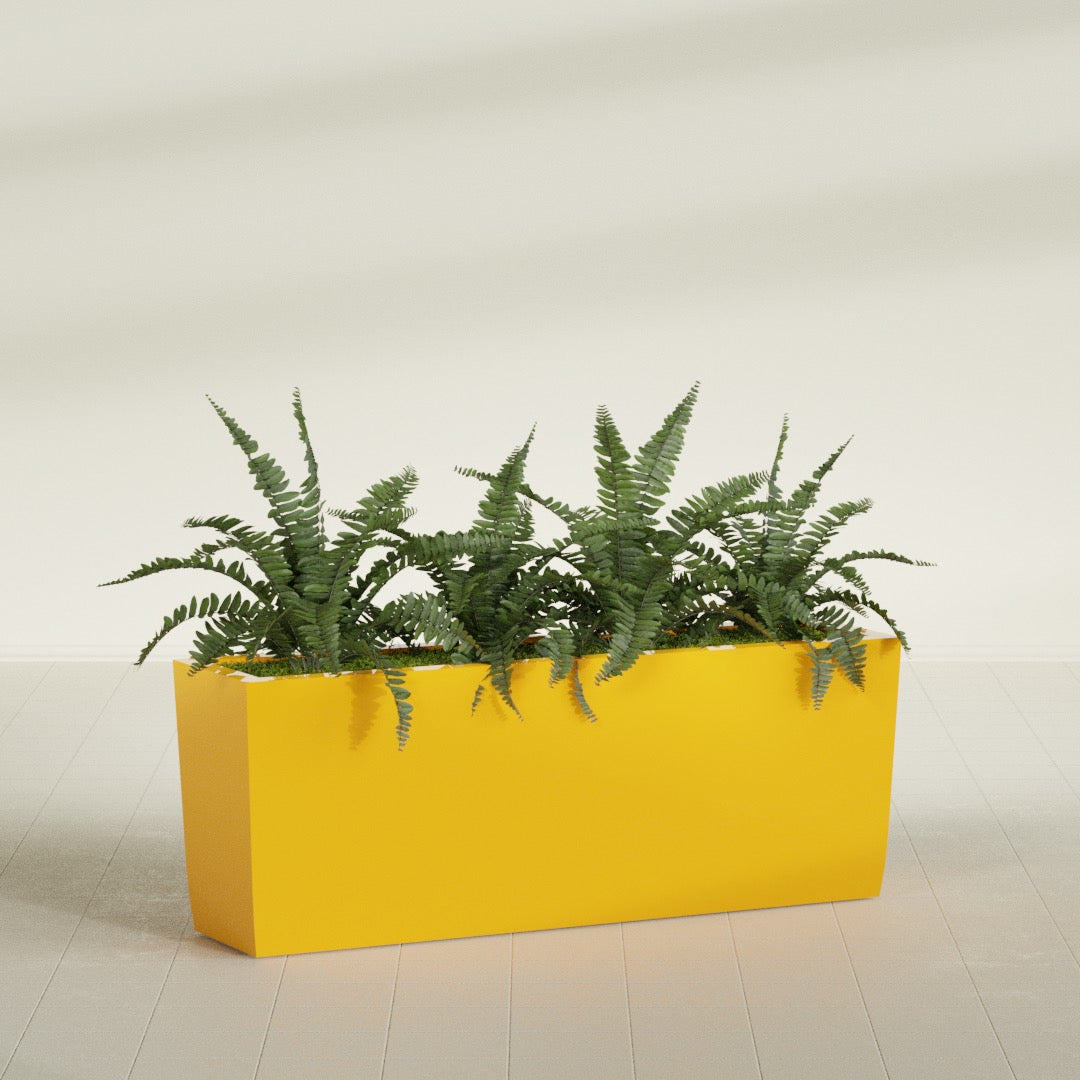 Panama Extra Large Long Rectangle Fiberglass Planter - 48 in x 12 in x 18 in - Gloss Saffron - Gloss Saffron,48 in x 12 in x 18 in