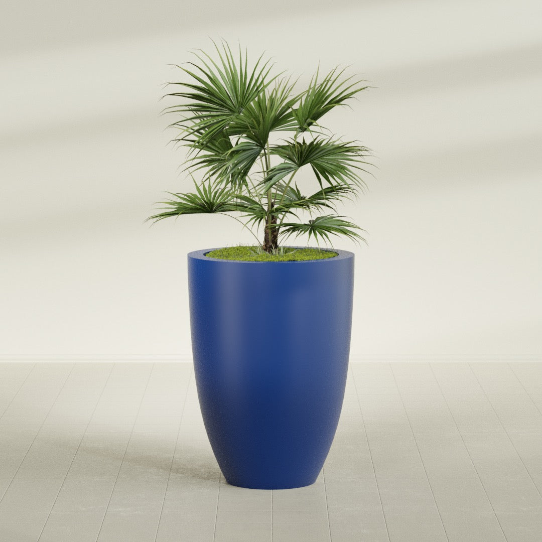 Brannan Large Round Fiberglass Planter - 30 in x 30 in x 41 in - Matte Cobalt Blue - Matte Cobalt Blue,30 in x 30 in x 41 in