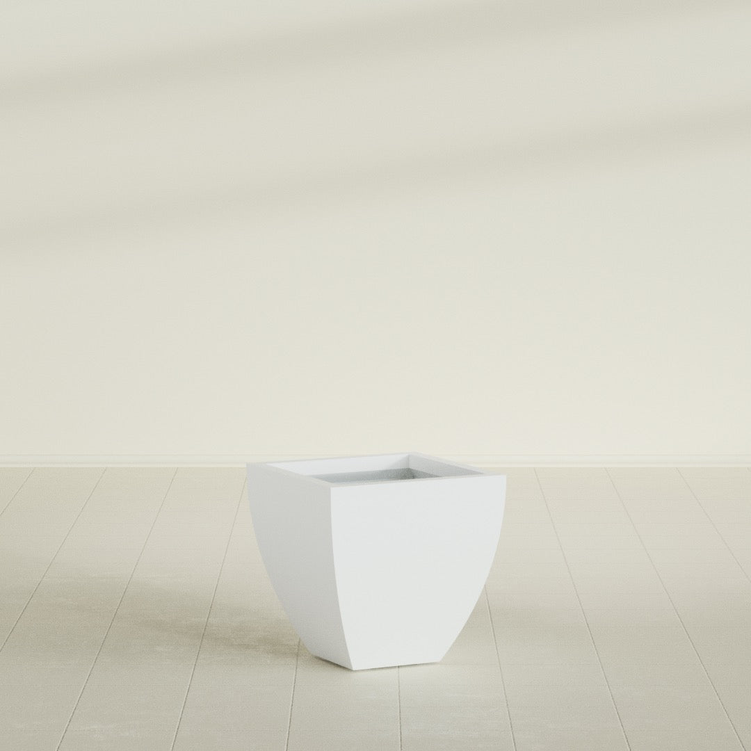 Lima Medium Tapered Square Fiberglass Planter - 20 in x 20 in x 20 in - Matte White - Matte White,20 in x 20 in x 20 in