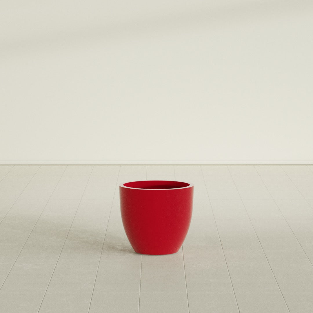 Wannsee Medium Round Fiberglass Planter - 22 in x 22 in x 19 in - Gloss Red - Gloss Red,22 in x 22 in x 19 in