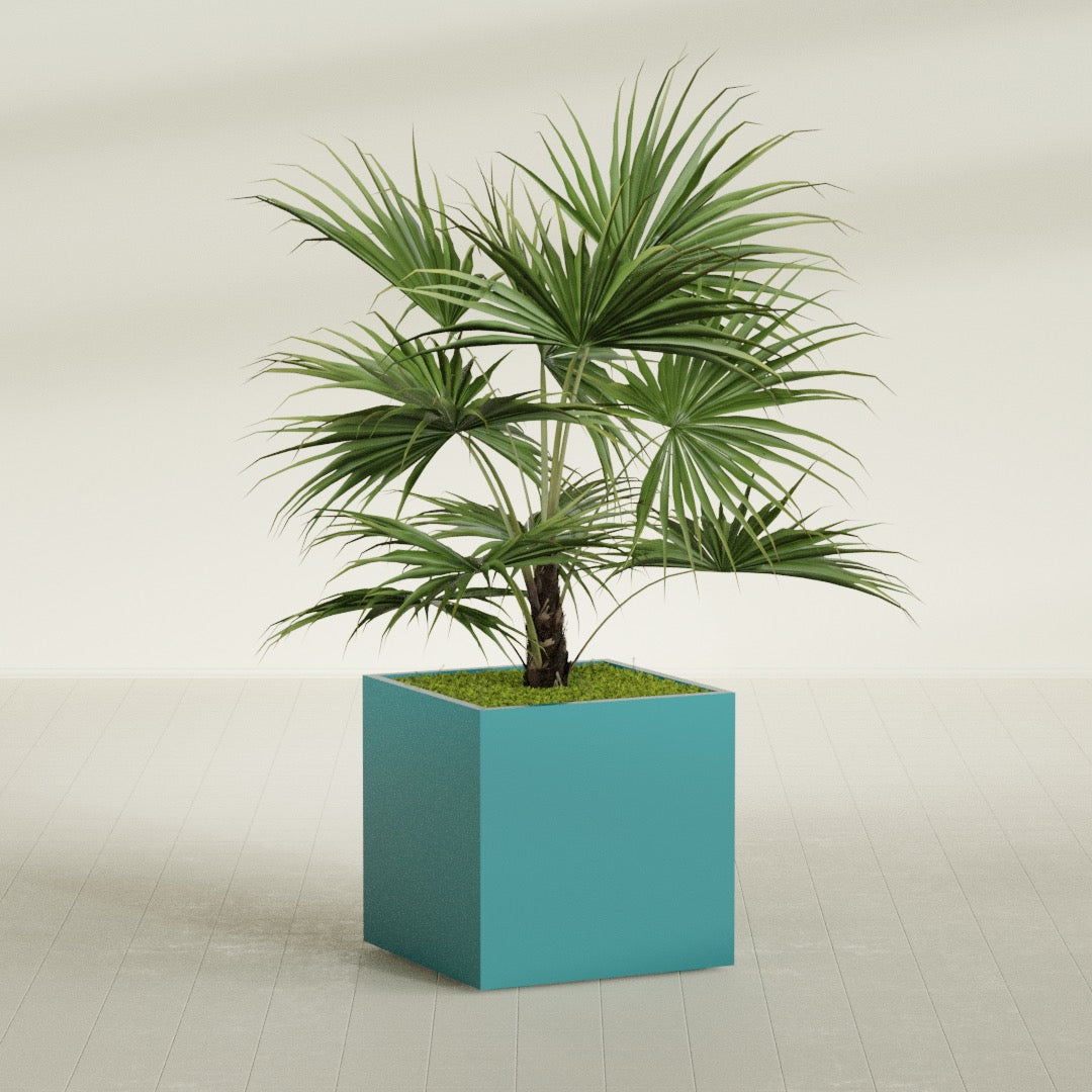 Montroy Large Cube Square Fiberglass Planter - 32 in x 32 in x 32 in - Satin Sea Foam - Satin Sea Foam,32 in x 32 in x 32 in