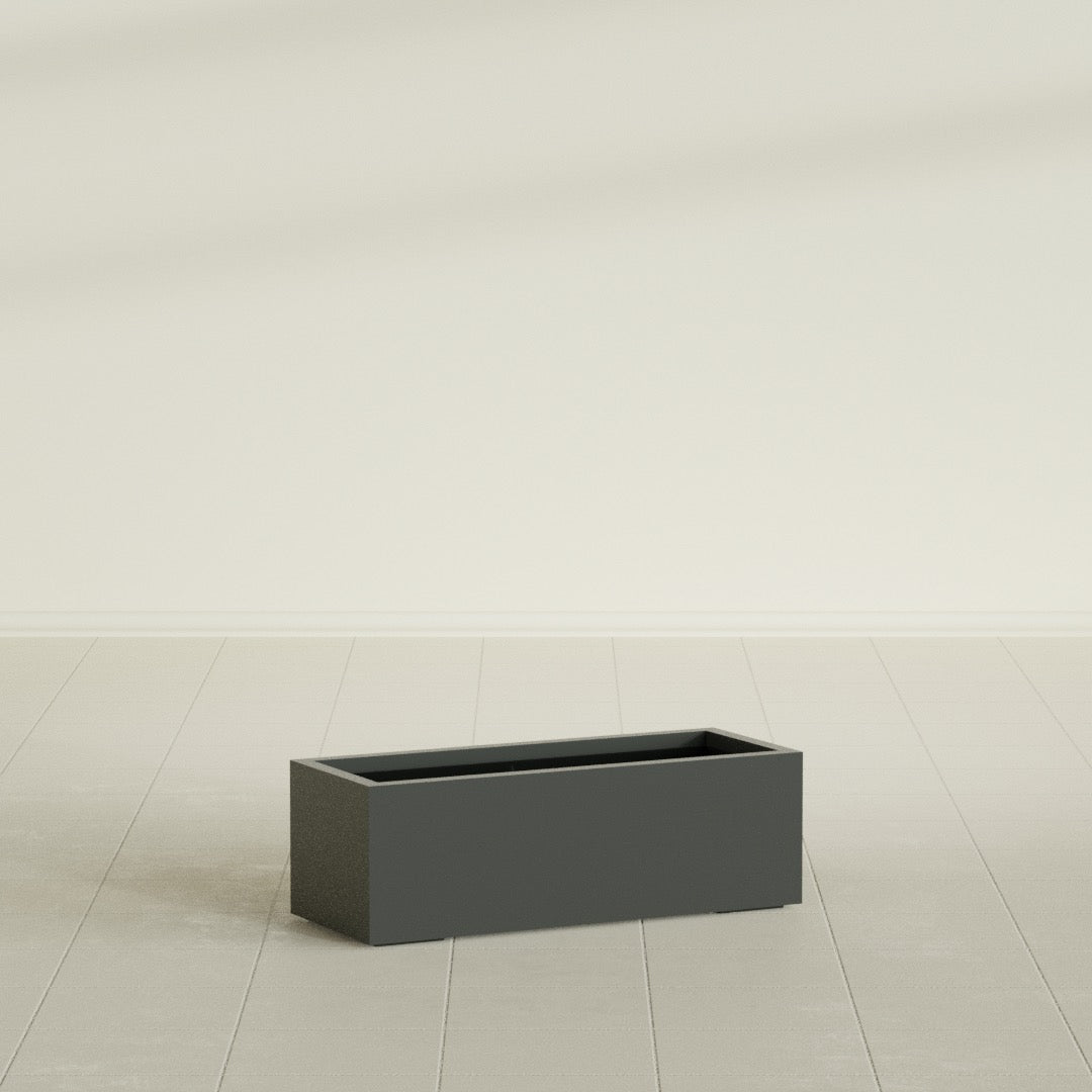 Cuba Large Long Rectangle Fiberglass Planter - 36 in x 14 in x 12 in - Matte Charcoal - Matte Charcoal,36 in x 14 in x 12 in