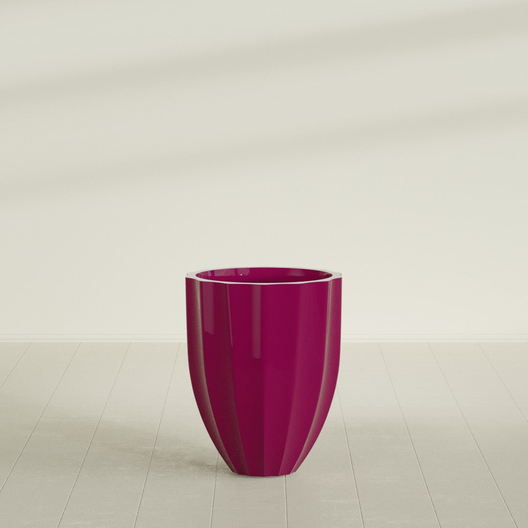 Alicante Medium Round Fiberglass Planter - 22 in x 22 in x 27 in - Gloss Eggplant - Gloss Eggplant,22 in x 22 in x 27 in