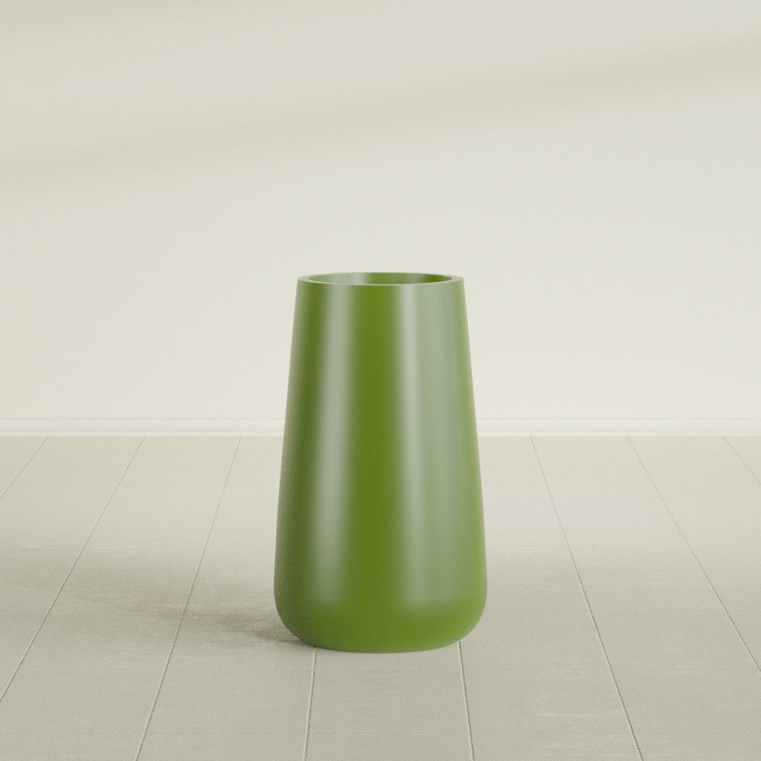 Saigon Large Tapered Round Planter - 16 in x 21 in x 36 in - Satin Green - Satin Green,16.4 in x 20.7 in x 36 in