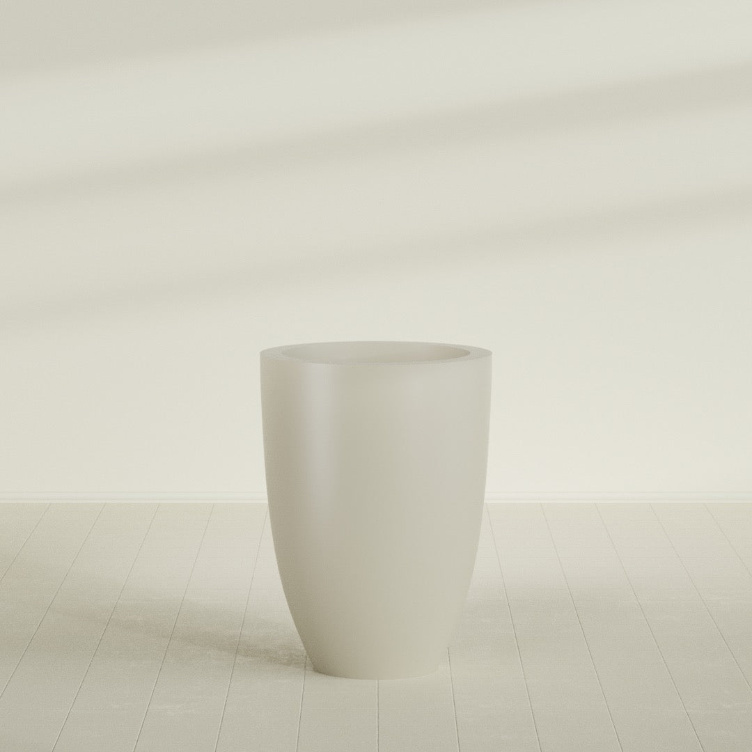 Brannan Large Round Fiberglass Planter - 30 in x 30 in x 41 in - Satin Beige - Satin Beige,30 in x 30 in x 41 in