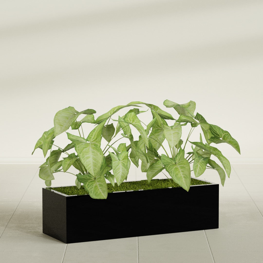 Reade Small Tabletop Rectangle Fiberglass Planter - 18 in x 6.5 in x 5 in - Gloss Black - Gloss Black,18.5 in x 6.5 in x 5 in