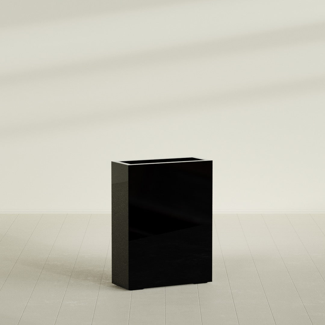 Amesbury Large Narrow Rectangle Fiberglass Planter - 24 in x 10 in x 32 in - Gloss Black - Gloss Black,24 in x 10 in x 32 in