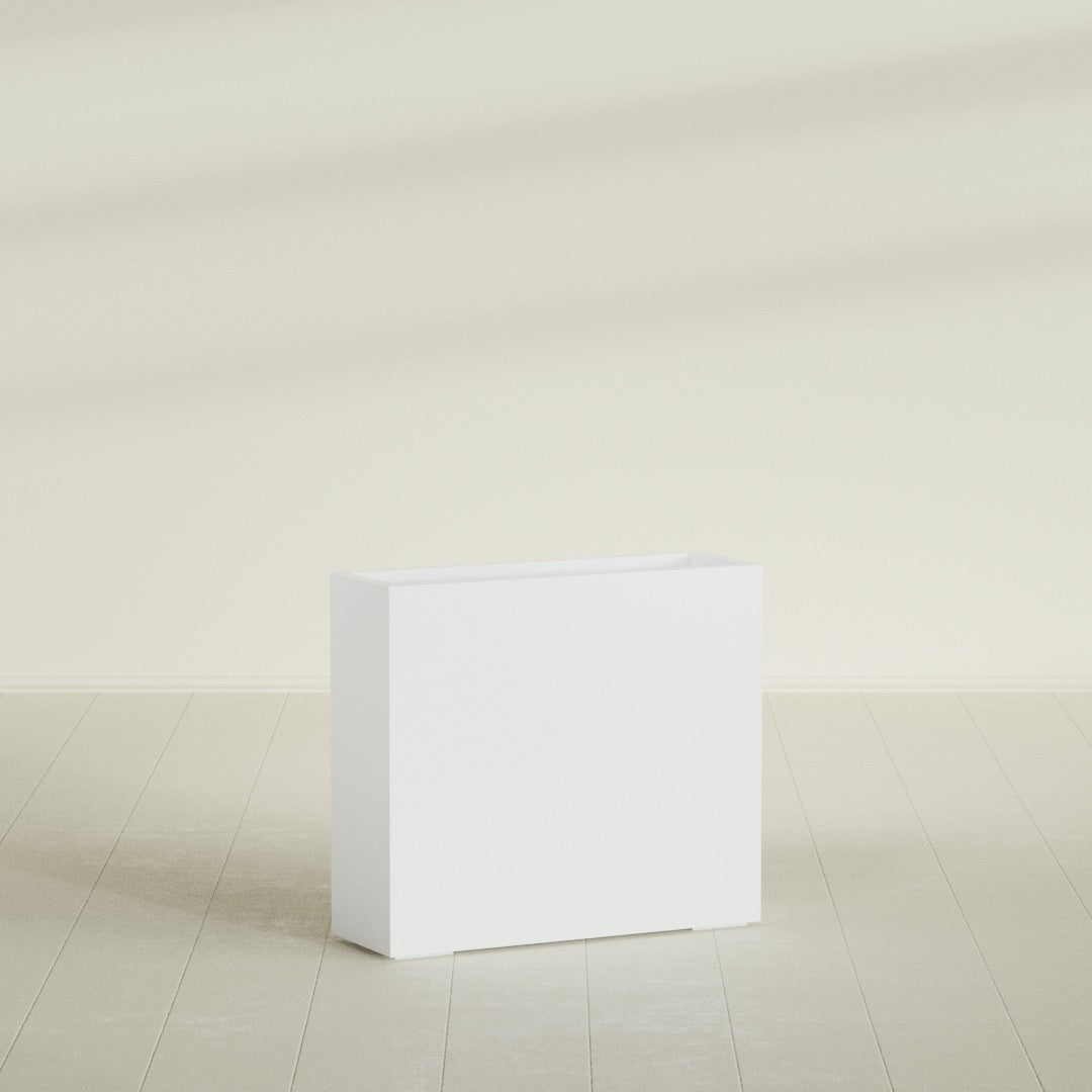 Delray Large Tall Rectangle Fiberglass Planter - 36 in x 12 in x 32 in - Matte White - Matte White,36 in x 12 in x 32 in