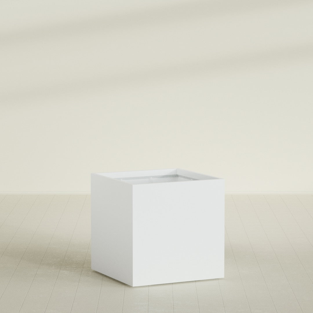 Montroy Large Cube Square Fiberglass Planter - 40 in x 40 in x 40 in - Matte White - Matte White,40 in x 40 in x 40 in