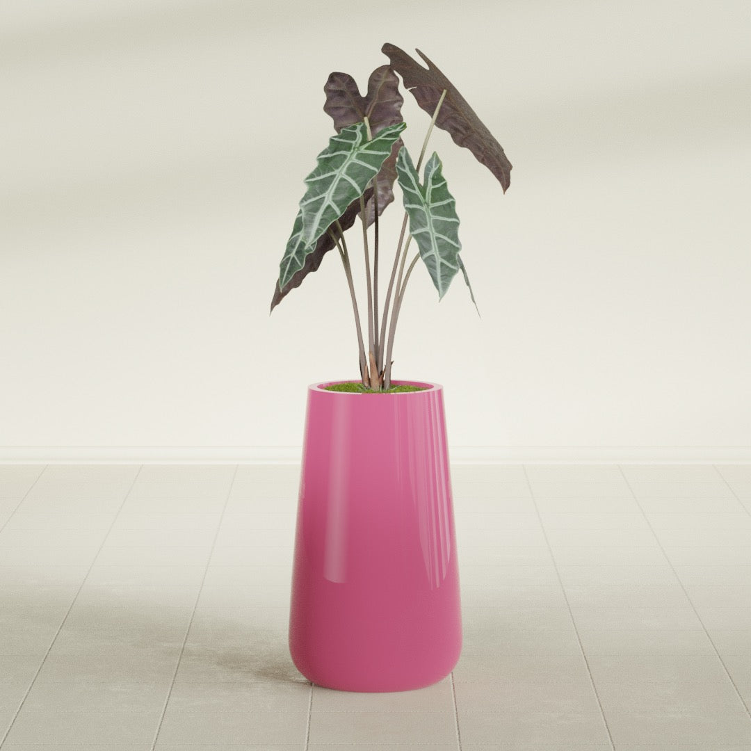 Saigon Large Tapered Round Planter - 14 in x 14 in x 30 in - Gloss Pink Violet - Gloss Pink Violet,13.7 in x 13.7 in 30 in