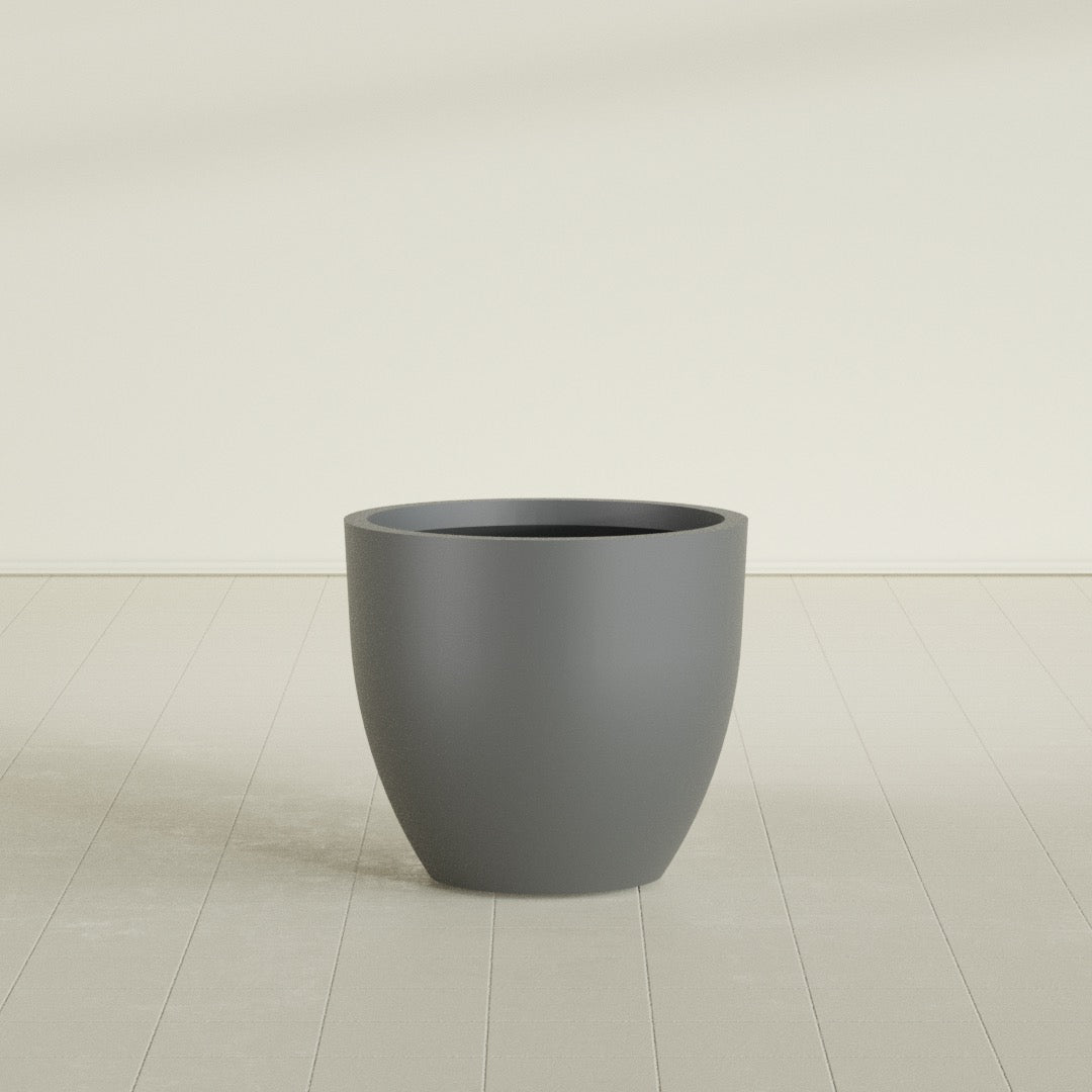 Wannsee Large Round Fiberglass Planter - 33 in x 33 in x 29 in - Metallic Gunmetal - Metallic Gunmetal,33 in x 33 in x 29 in