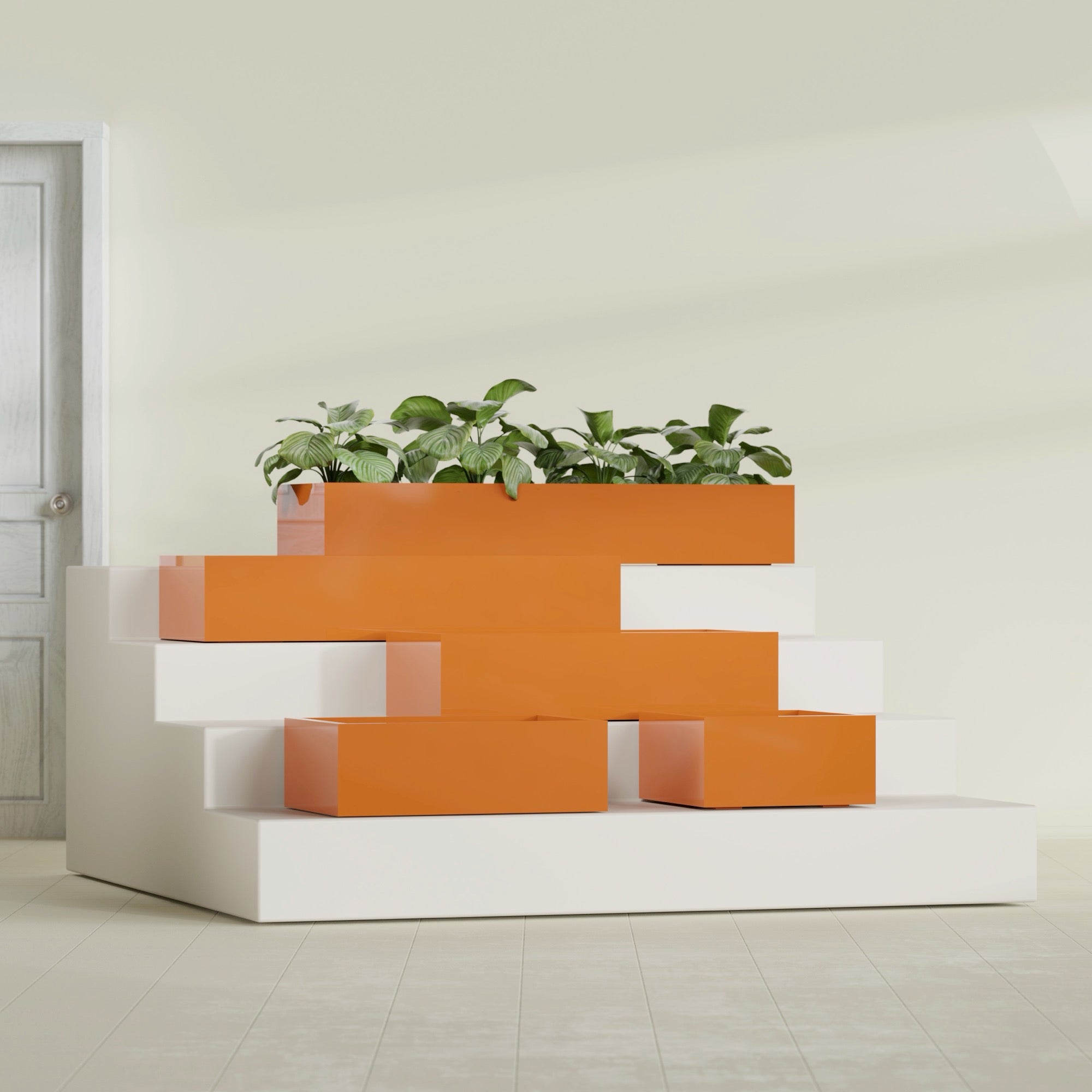 Antwerp Extra Large Long Rectangle Fiberglass Planter - 60 in x 24 in x 12 in - Gloss Tangerine - Gloss Tangerine,60 in x 24 in x 12 in