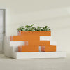 Antwerp Medium Low Rectangle Fiberglass Planter - 24 in x 24 in x 12 in - Gloss Tangerine - Gloss Tangerine,24 in x 24 in x 12 in