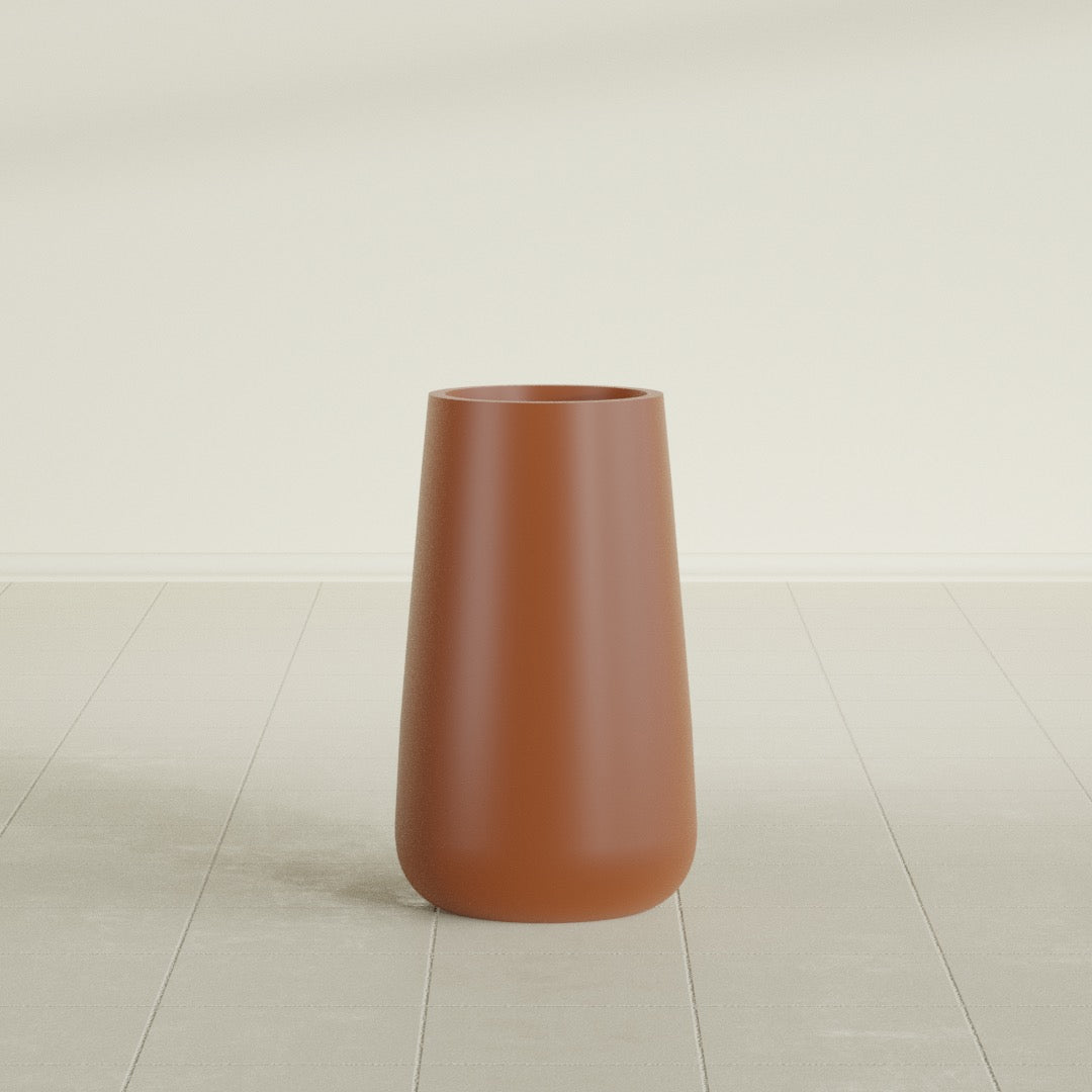 Saigon Large Tapered Round Planter - 14 in x 14 in x 30 in - Matte Terracotta - Matte Terracotta,13.7 in x 13.7 in 30 in
