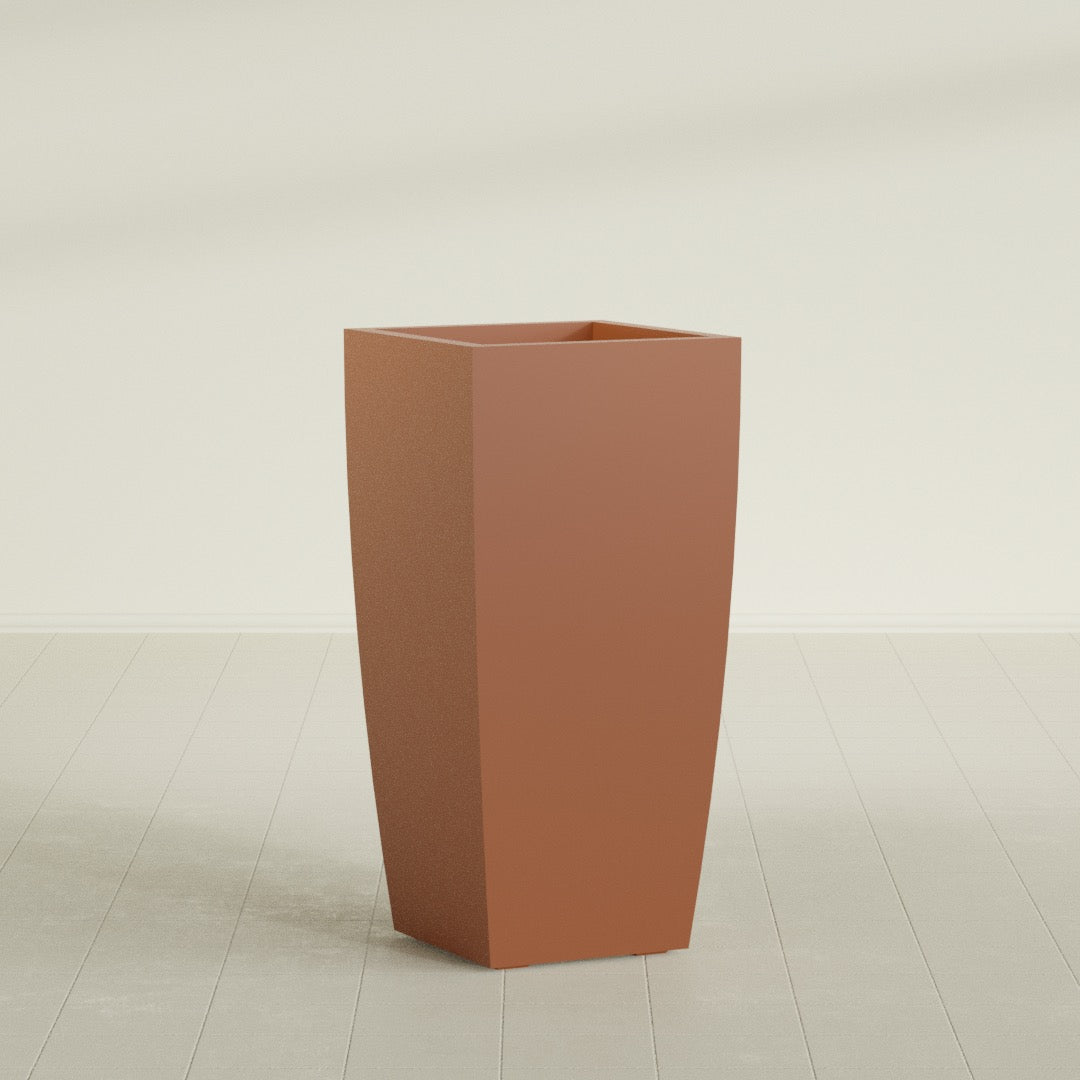 Toulan Large Tall Tapered Square Fiberglass Planter - 20 in x 20 in x 42 in - Matte Terracotta - Matte Terracotta,20 in x 20 in x 42 in
