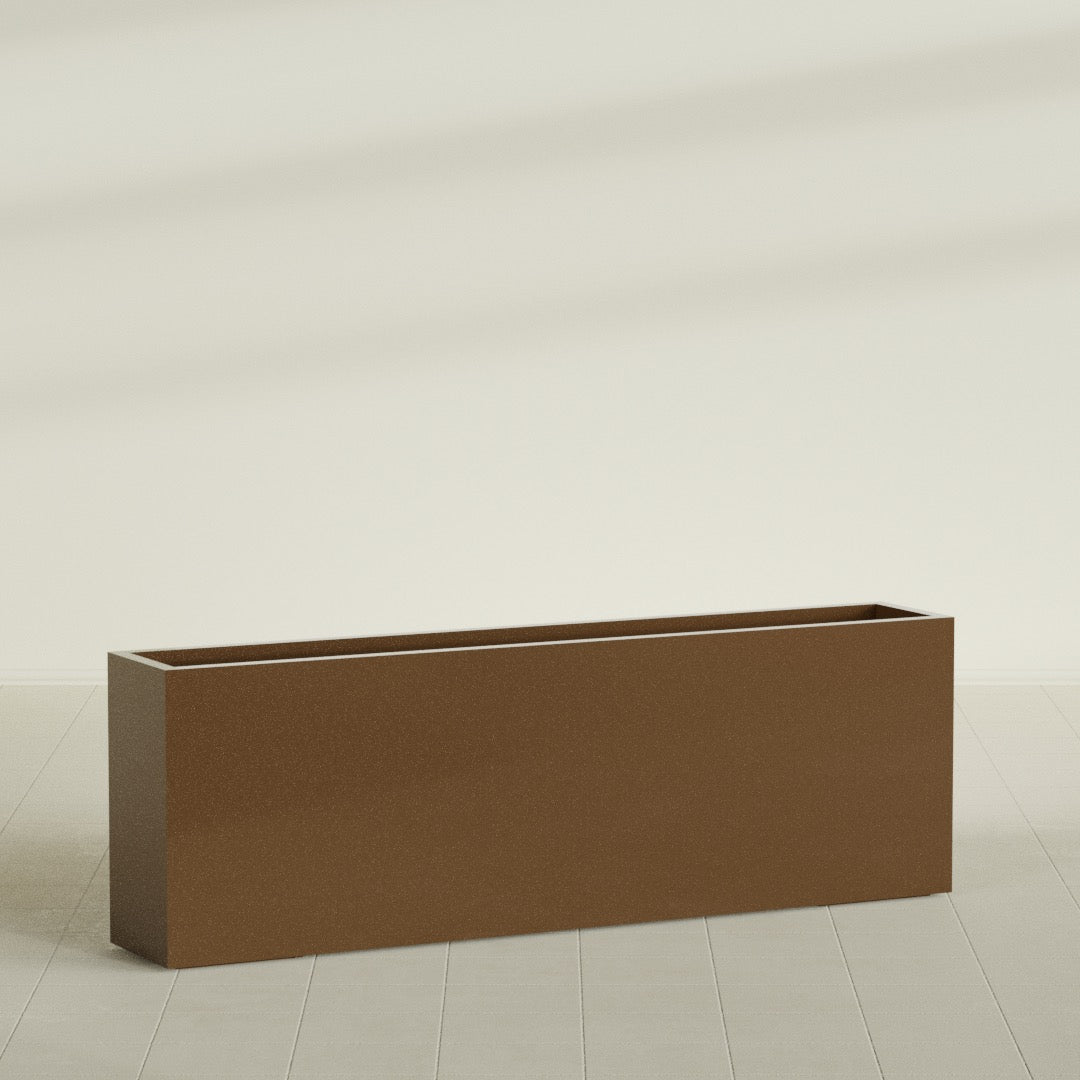 Hollywood Extra Large Narrow Rectangle Fiberglass Planter - 72 in x 12 in x 24 in - Metallic Bronze - Metallic Bronze,72 in x 12 in x 24 in