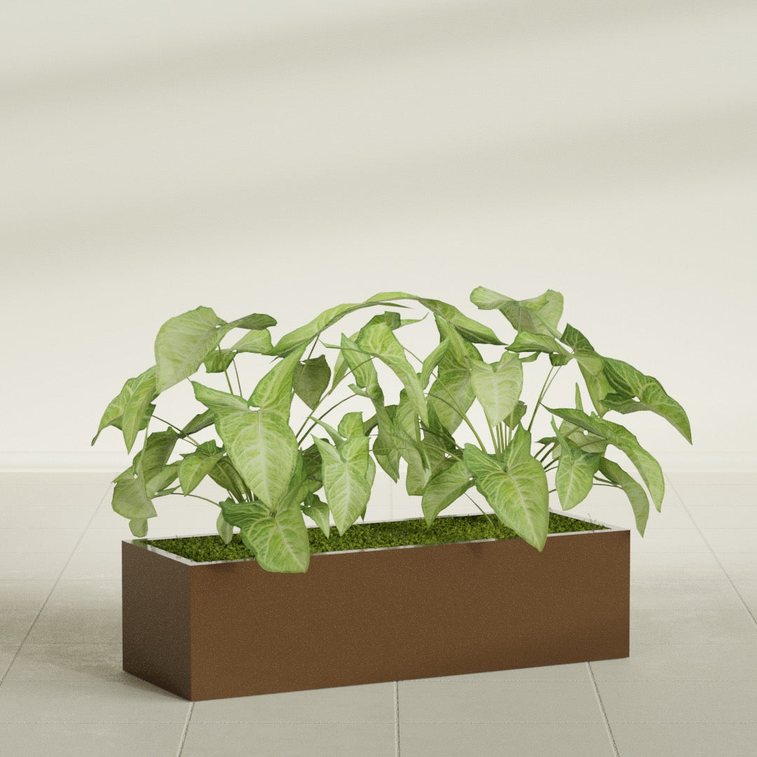 Reade Small Tabletop Rectangle Fiberglass Planter - 18 in x 6.5 in x 5 in - Metallic Bronze - Metallic Bronze,18.5 in x 6.5 in x 5 in