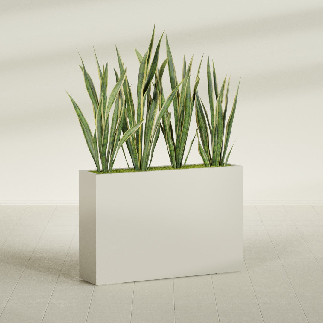 Delray Extra Large Long Rectangle Fiberglass Planter - 48 in x 12 in x 32 in - Satin Beige - Satin Beige,48 in x 12 in x 32 in
