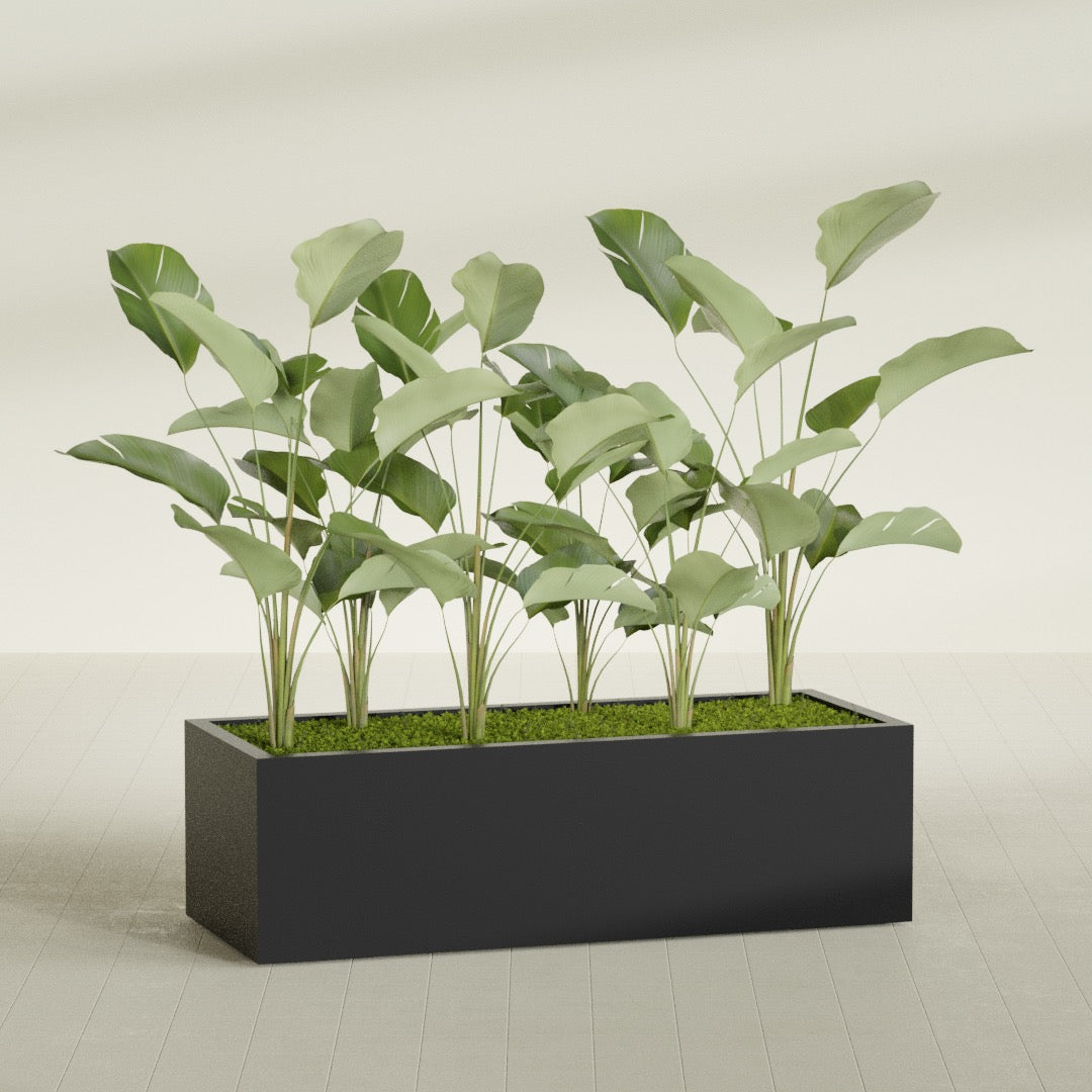 Torino Extra Large Wide Rectangle Fiberglass Planter - 60 in x 24 in x 18 in - Matte Black - Matte Black,60 in x 24 in x 18 in