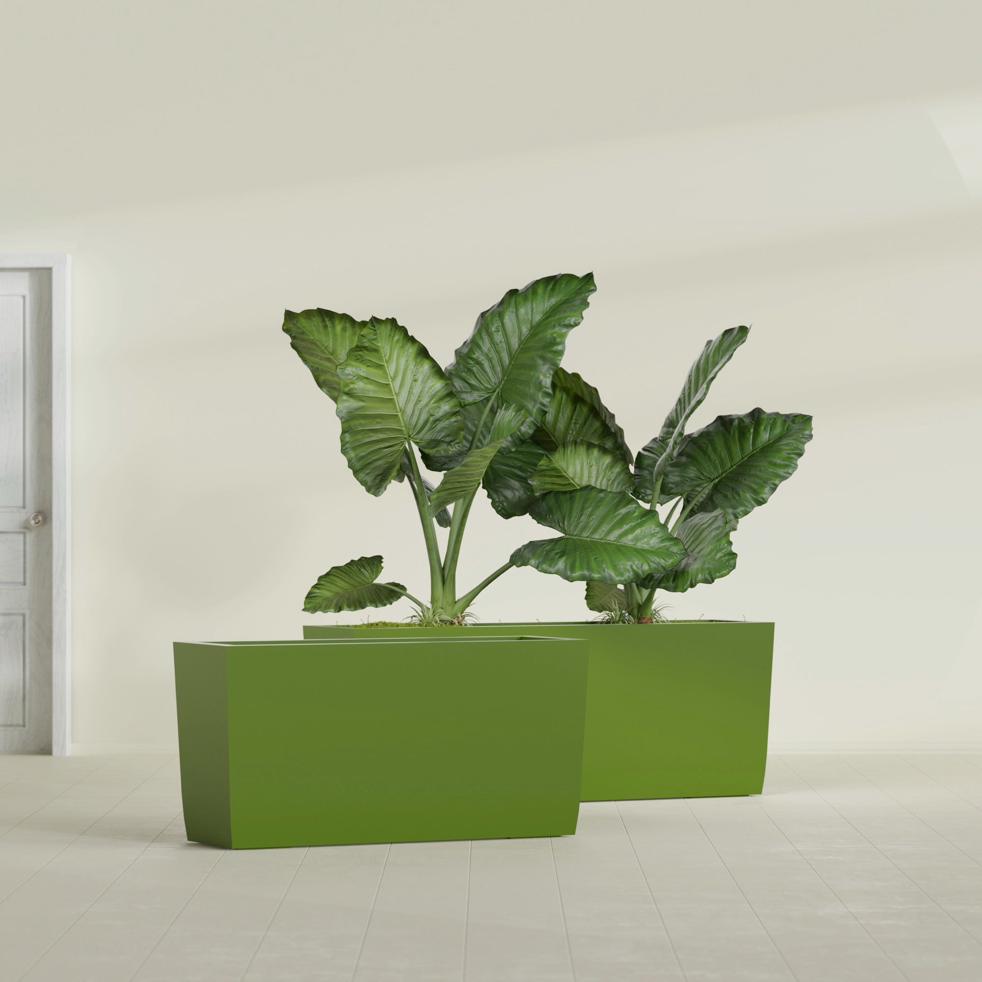 Panama Large Long Rectangle Fiberglass Planter - 36 in x 12 in x 18 in - Satin Green - Satin Green,36 in x 12 in x 18 in
