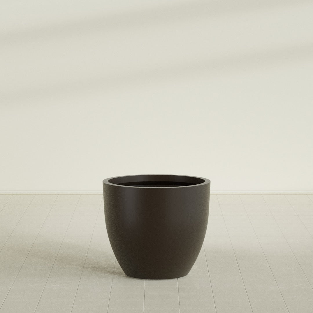 Wannsee Large Round Fiberglass Planter - 39 in x 39 in x 34 in - Matte Brown - Matte Brown,39 in x 39 in x 34 in