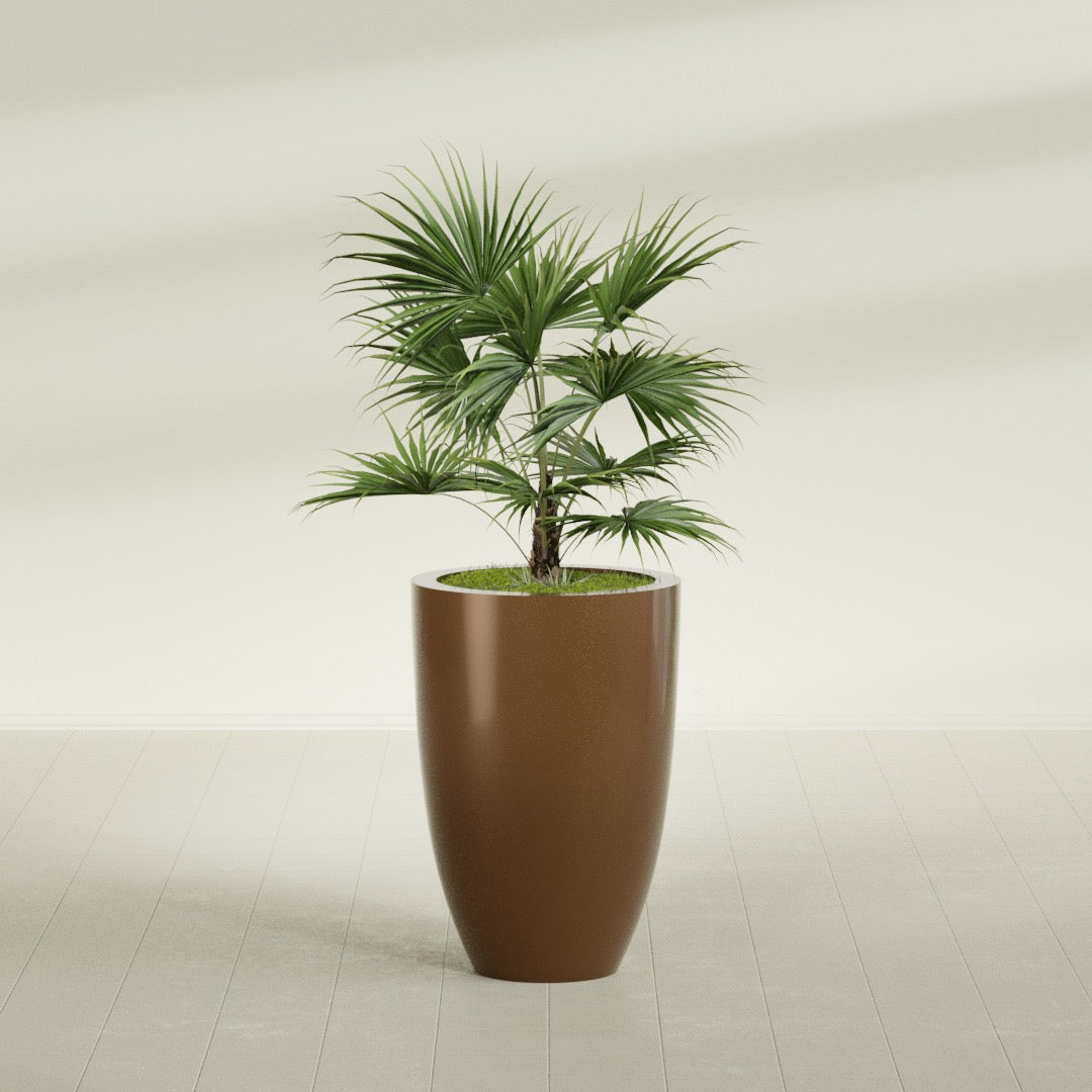 Brannan Large Round Fiberglass Planter - 24 in x 24 in x 35 in - Metallic Bronze - Metallic Bronze,24 in x 24 in x 35 in