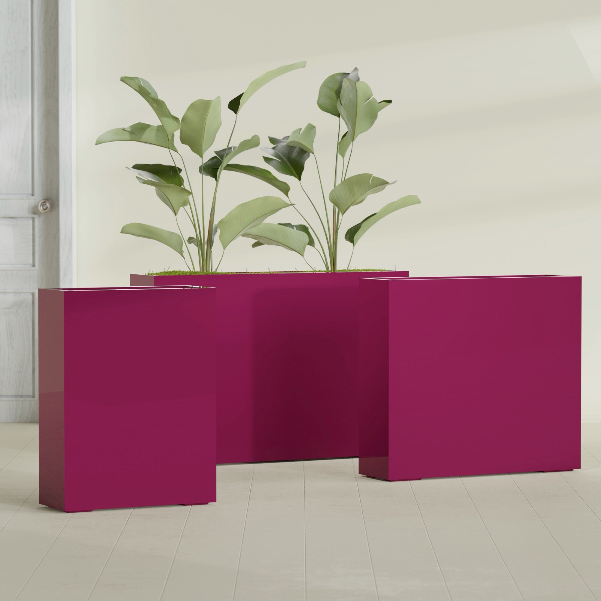 Amesbury Extra Large Narrow Rectangle Fiberglass Planter - 48 in x 10 in x 32 in - Gloss Eggplant - Gloss Eggplant,48 in x 10 in x 32 in
