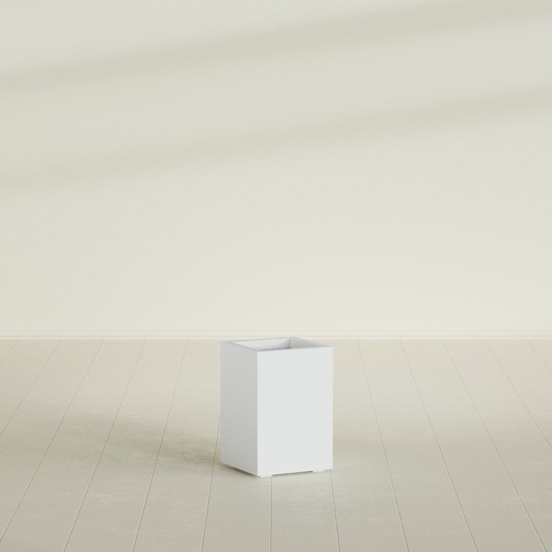 Miami Small Rectangle Fiberglass Planter - 12 in x 12 in x 18 in - Gloss White - Gloss White,12 in x 12 in x 18 in