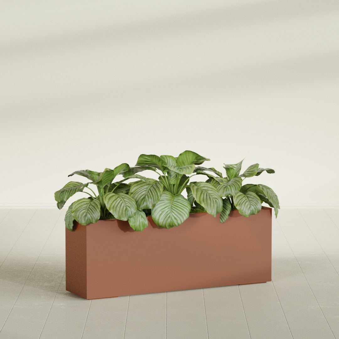 Miami Extra Large Narrow Rectangle Fiberglass Planter - 48 in x 12 in x 18 in - Matte Terracotta - Matte Terracotta,48 in x 12 in x 18 in