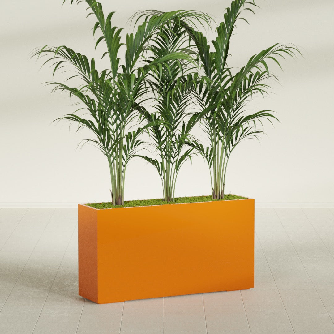 Potsdam Extra Large Long Rectangle Fiberglass Planter - 60 in x 16 in x 32 in - Gloss Tangerine - Gloss Tangerine,60 in x 16 in x 32 in